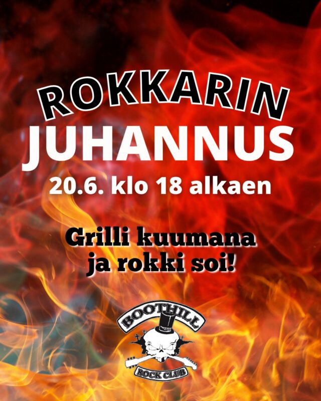 Jos et oo böndellä lätkimissä hyttysiä niin tule ihmeessä Boothilliin jussin viettoon! 
Meillä on juhannuksena grilli kuumana, juomat kylminä ja rokki soi 🔥
